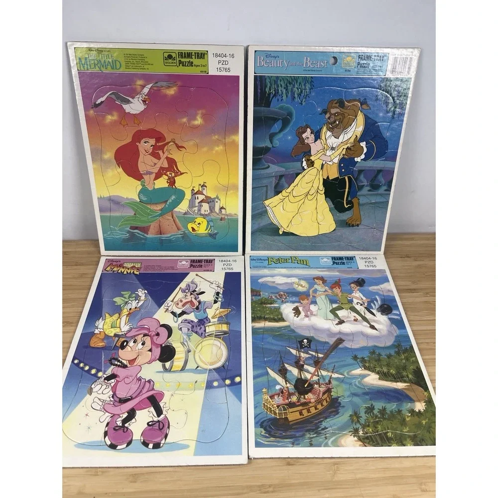 Disney Frame Tray Puzzle Lot Mickey‎ DuckTales Little Mermaid Beauty Beast